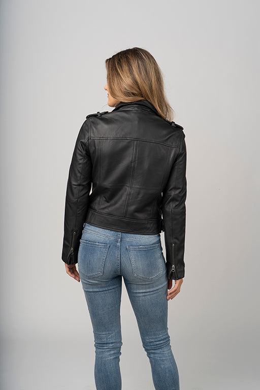 Ladies Lamb Leather Biker Jacket | Burks Bay