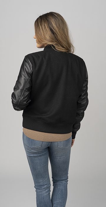 Ladies Wool & Leather Varsity Jacket | Burks Bay