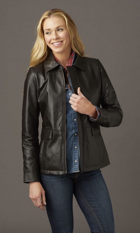 Ladies Hipster Leather Field Jacket | Burks Bay